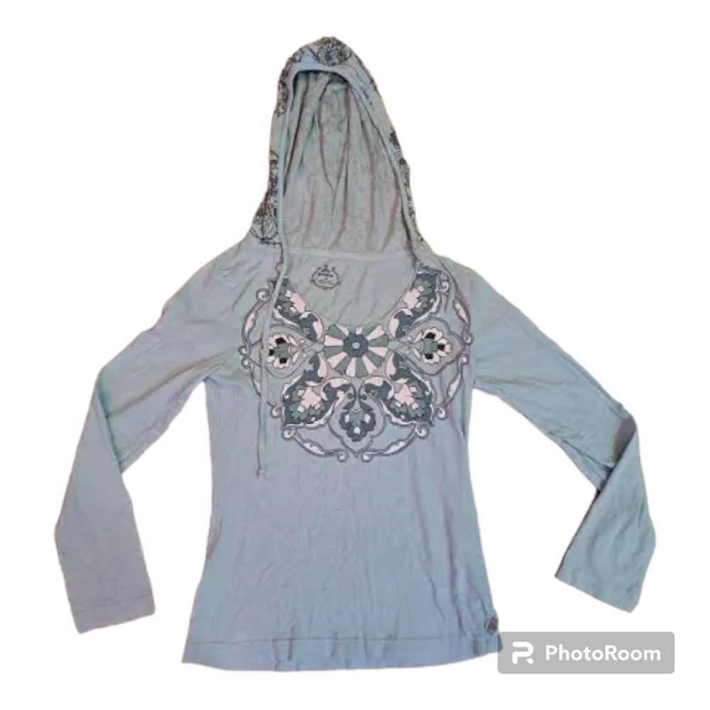 prAna long sleeve hooded top with floral design